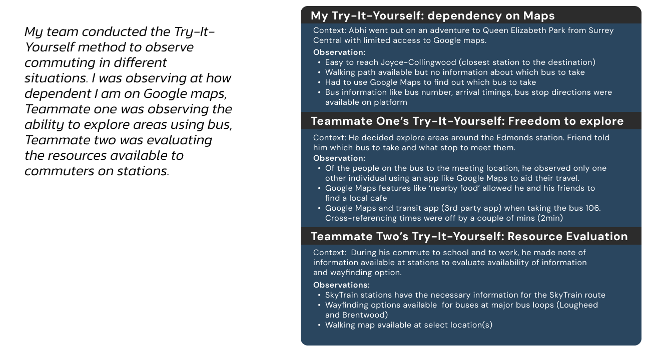 Image of Try-It-Yourself context and procedure undertaken by the team